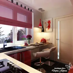Interior and design of a small kitchen with one window