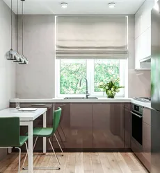 Interior and design of a small kitchen with one window