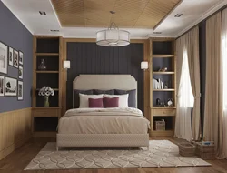 Bedroom layout with furniture photo