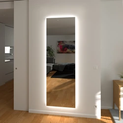 Mirror with lighting in the hallway design