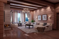 Living Room In A Timber House Design