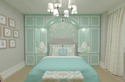 Mint And Gray Colors In The Bedroom Interior