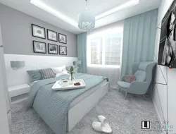 Mint and gray colors in the bedroom interior