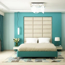 Mint and gray colors in the bedroom interior
