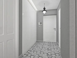 Gray tiles in the hallway interior