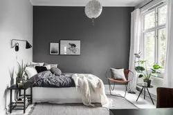 Accents in the interior of a gray bedroom