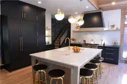 Kitchen with black table photo