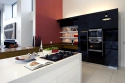 Kitchen with black table photo