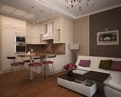 Kitchen 16 sq m interior design with sofa