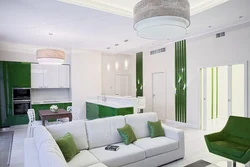 Дизайн кухни с зеленым диваном фото