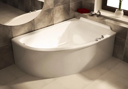 Photo of asymmetrical bathtubs in the bathroom