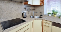 Countertops and wall panels for white kitchen photo