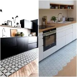 How to combine tiles on the kitchen floor photo