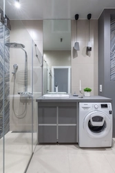 Bathroom design with shower, toilet and washing machine