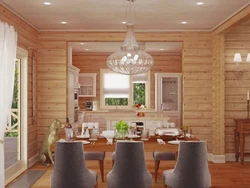 Wooden House Design Kitchen Living Room