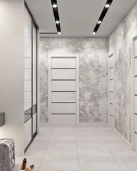 White Wallpaper Design In The Hallway