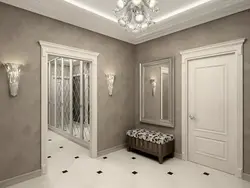 White wallpaper design in the hallway