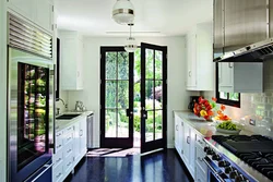 Kitchen design with panoramic windows in a modern style photo