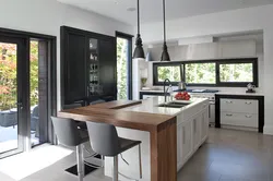 Kitchen Design With Panoramic Windows In A Modern Style Photo