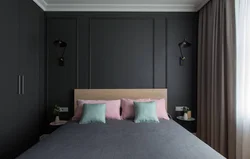 Graphite color in the bedroom interior