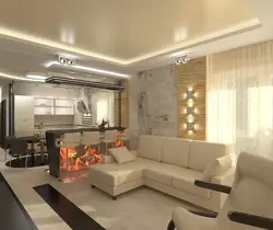 Дизайн студии комнаты с кухней и зоной отдыха
