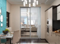 Современный дизайн окна с балконом на кухне