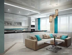 Beautiful living room kitchen design in a modern style