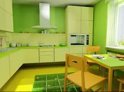 Kitchen with dark green facades in the interior