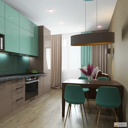 Kitchen with dark green facades in the interior