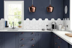 Kitchen design with honeycomb splashback