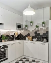 Kitchen design with honeycomb splashback