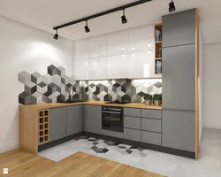 Kitchen design with honeycomb splashback