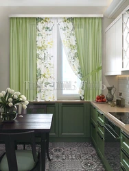 Gray green curtains for the kitchen photo