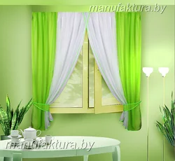 Gray green curtains for the kitchen photo