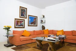 Orange Sofa In The Living Room Interior