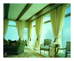 Шторы на панорамные окна в гостиной дизайн фото