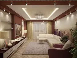 Rectangular living room design in light colors
