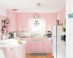 Kitchen design pink walls