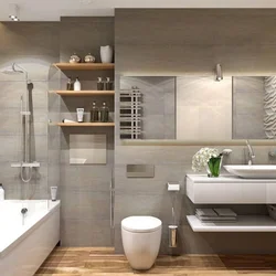 Bathroom design white gray wood