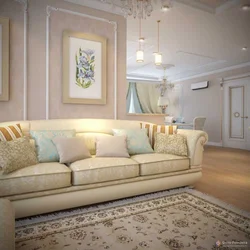 Дизайн гостиной с классическим диваном