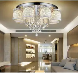 Two chandeliers in the living room in the interior