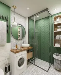 Bathroom Design Tiles With Shower And Washing Machine