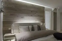 Фота сучасных спальняў з ламінатам на сцяне
