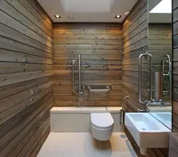 Laminate flooring in the bathroom photo on the wall