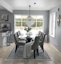 White gray kitchen living room modern design