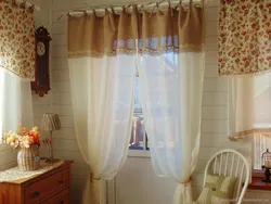 Rustic curtains in the kitchen photo