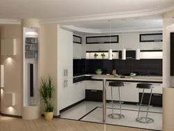 Apartment studio kitchen design with bar counter