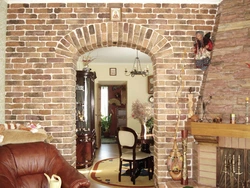 Decorative brick arch in an apartment