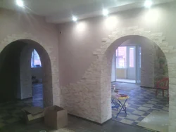 Decorative brick arch in an apartment
