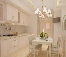 Kitchen design with beige facades